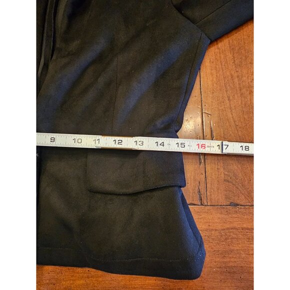 Zara Basic Black Faux Suede Jacket W/ Beaded Embellished Cuffs Hook & Eye Closur - Picture 7 of 13